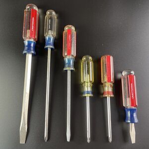 Vintage Craftsman Screwdriver Lot Slotted Phillips Red Blue Translucent USA Made